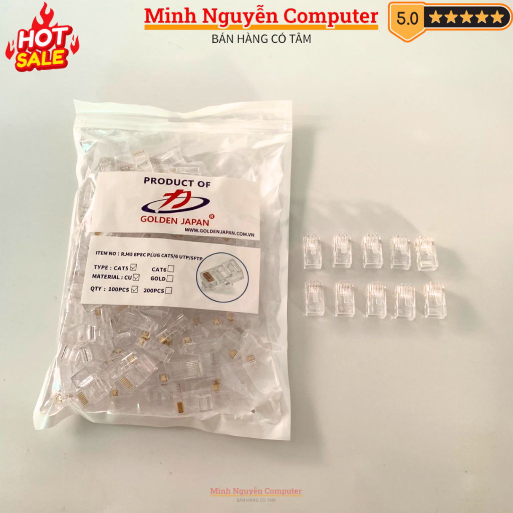 Túi 100 hạt mạng GOLDEN JAPAN RJ45 CAT5