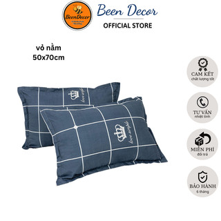 Vỏ gối đầu Cotton kích thước 50x70cm Mẫu Kẻ râu ghi