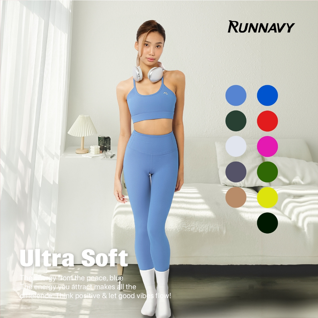  Set đồ tập Ultra Soft gym yoga fitness Run Navy, quần legging áo bra chất liệu Ecofriend SET-7718