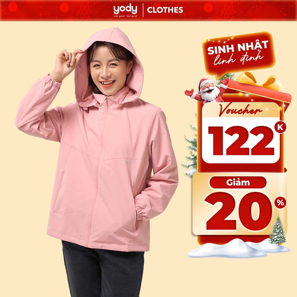 [VOUCHER 20%] Áo khoác gió nữ 3C Plus YODY 2 lớp cao cấp cản bụi chống thấm nước có mũ tháo rời AKN5040