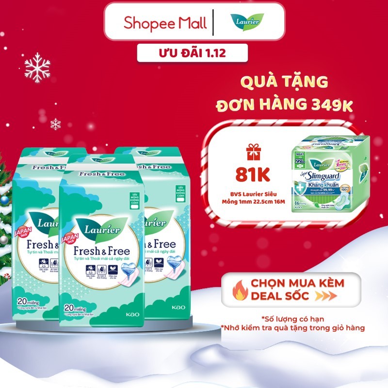 Combo 3 Băng vệ sinh Laurier Fresh & Free Siêu Mỏng