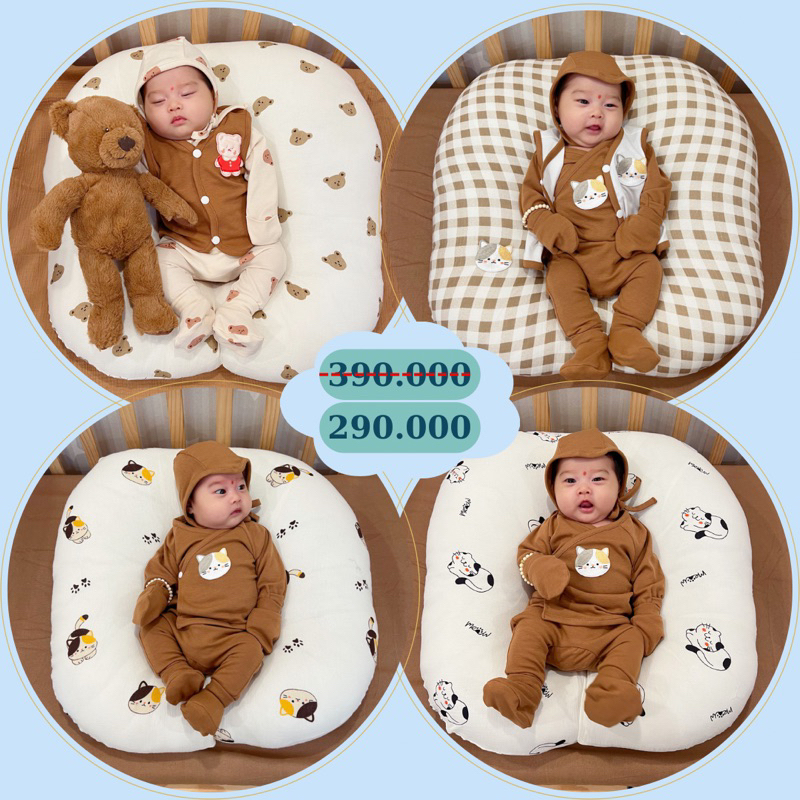 🎁TẶNG GỐI ĐẦU HOẶC Bộ Chặn) Gối Chống Trào Newborn cho bé sơ sinh kèm túi xách 🎁