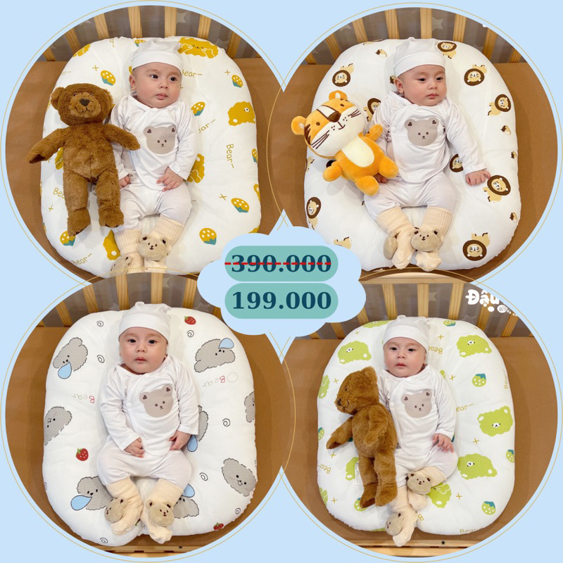 🎁TẶNG GỐI ĐẦU HOẶC Bộ Chặn) Gối Chống Trào Newborn cho bé sơ sinh kèm túi xách 🎁