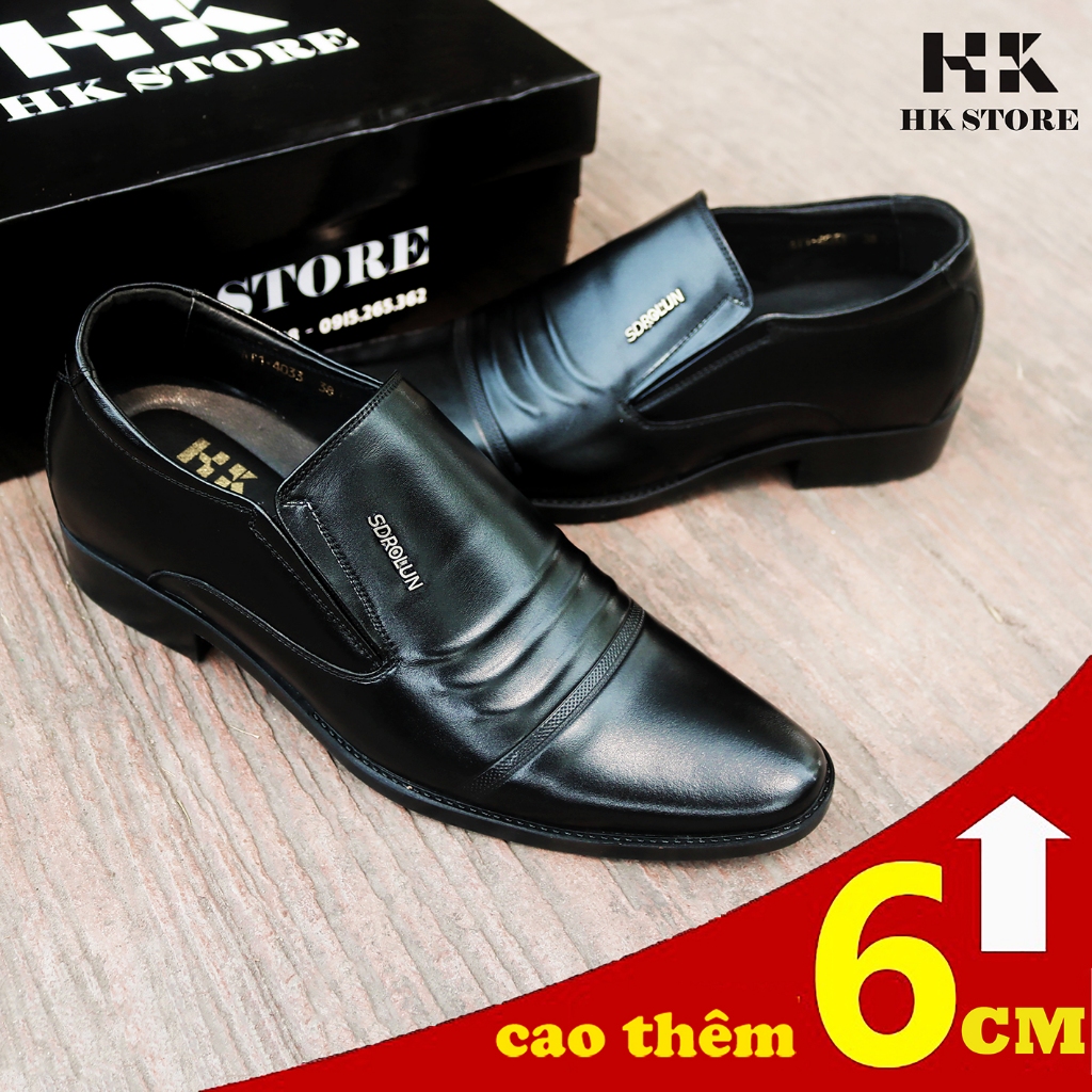 Giày tây nam tăng chiều cao 6cm - kiểu dáng lịch sự sang trọng - hàng da bò thật 100% bảo hành 12 tháng.