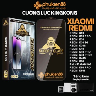 Kính cường lực xiaomi redmi k20 k30 k40 k50 k30s k40s k50i 5g pro plus gaming pro+, super kingkong esd full màn