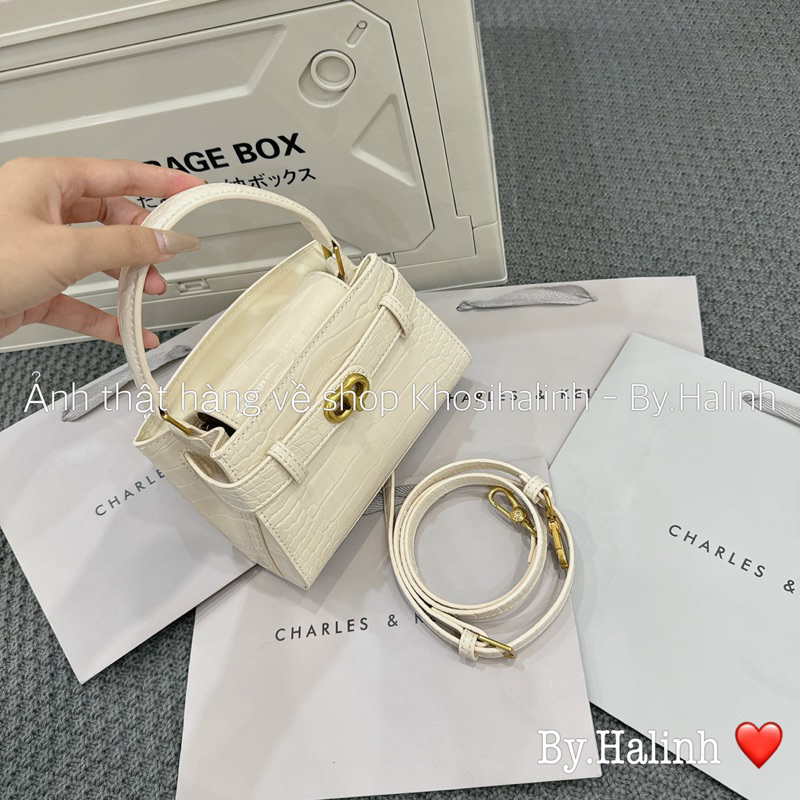 Túi CNK Khoá Xoay Mini Quai Vòm sz18 Xuất Xịn 2 Loại Da