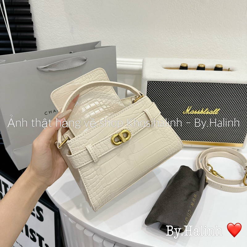 Túi CNK Khoá Xoay Mini Quai Vòm sz18 Xuất Xịn 2 Loại Da