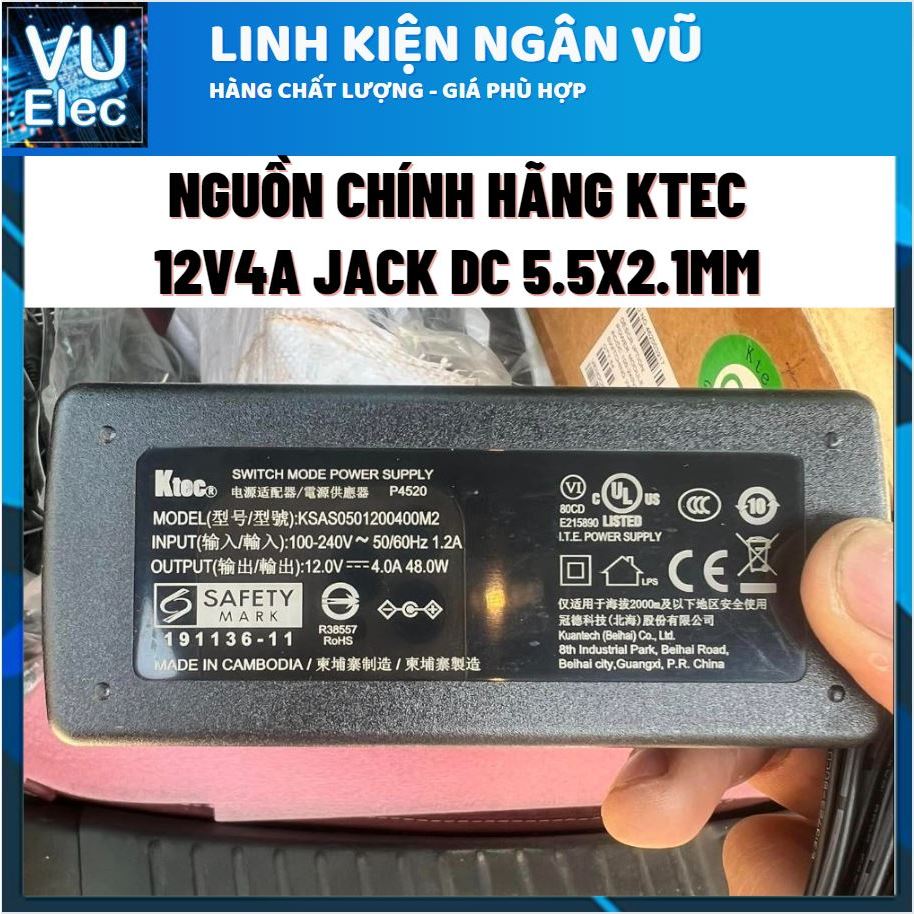 Nguồn adapter 12V4A KTEC jack DC5.5x2.1MM cho camera