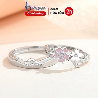 Nhẫn đôi bạc nam nữ S925 thiết kế hoa anh đào phong cách nhật bản món quà tình yêu ý nghĩa - ND2895 - Bảo Ngọc Jewelry