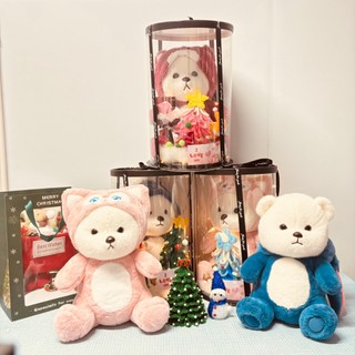 Sét quà gấu bông kèm hộp tặng đén nhấp nháy và thiệp+ nhân dịp noel tặng thêm cây thông noel