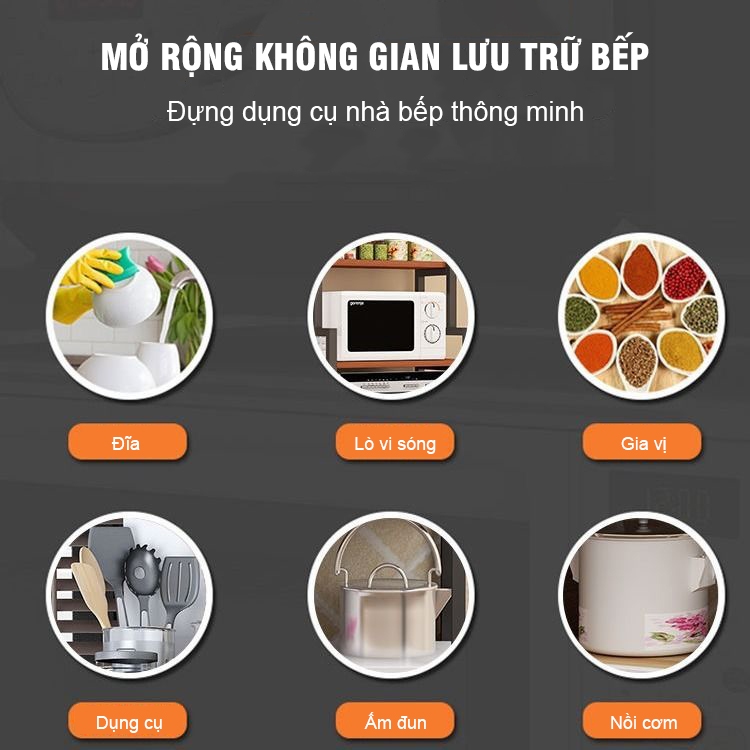 Kệ Nhà Bếp 3 Tầng Khung Thép Carbon Chống Han Gỉ Để Lò Vi Sóng Dụng Cụ Thông Minh