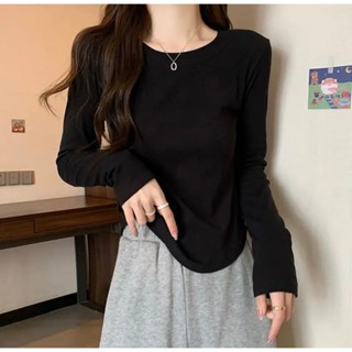 Áo thun tăm hàn thu đông  cổ tròn vạt bầu dài tay,áo giữ nhiệt  nữ co giãn 4 chiều