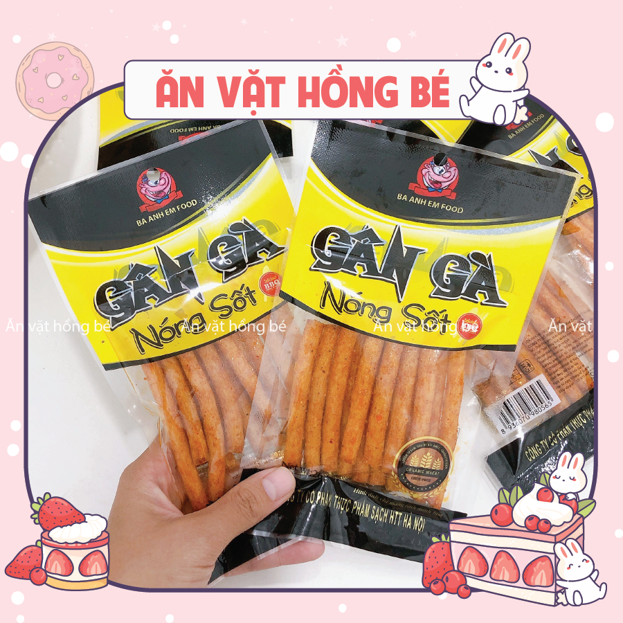 Snack Gân gà nóng sốt Ba Anh Em foods cay cay thơm ngon, đồ ăn vặt cổng trường hot nhất