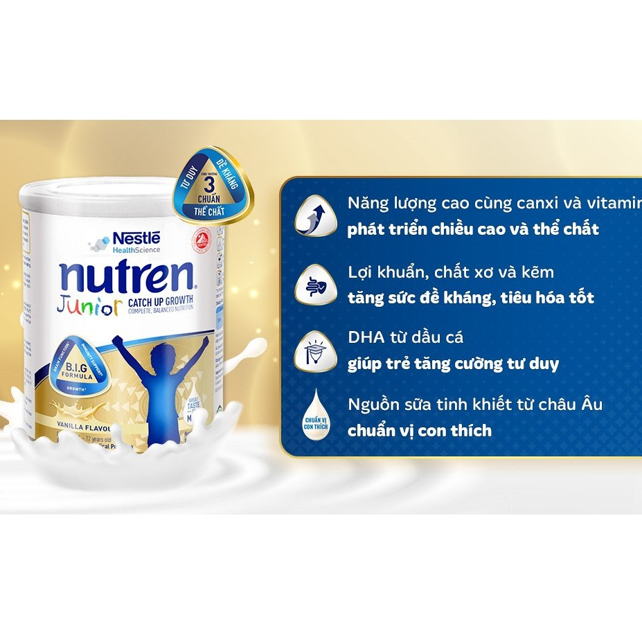 [Chính hãng] Sữa Nutren Junior Nestle Thụy Sĩ 850g/800gr cho trẻ từ 1-12 tuổi