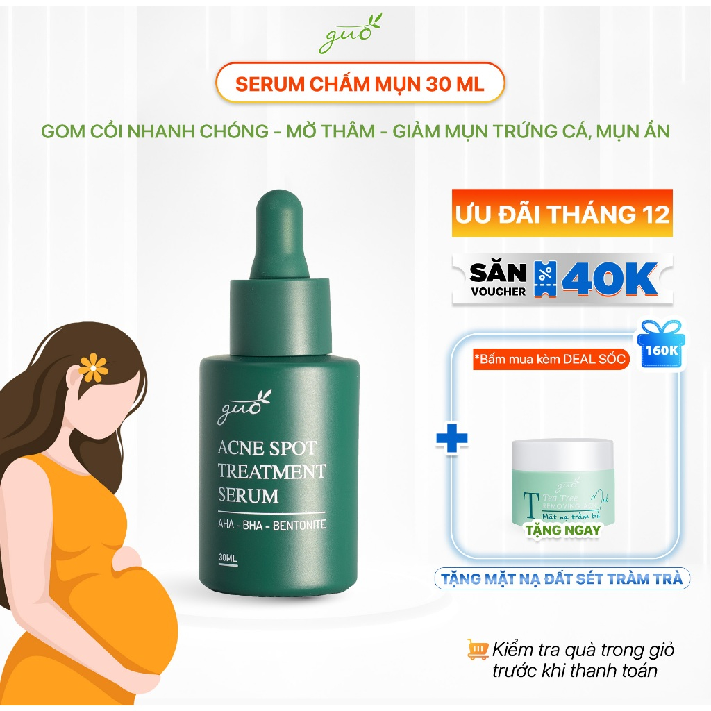 , Serum Mụn gom khô cồi, giảm mụn, mờ thâm sau mụn tràm trà 30ml