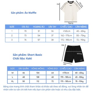 Combo 10 SAIGONESE Áo Thun Waffle + Short Kaki Basic Unisex