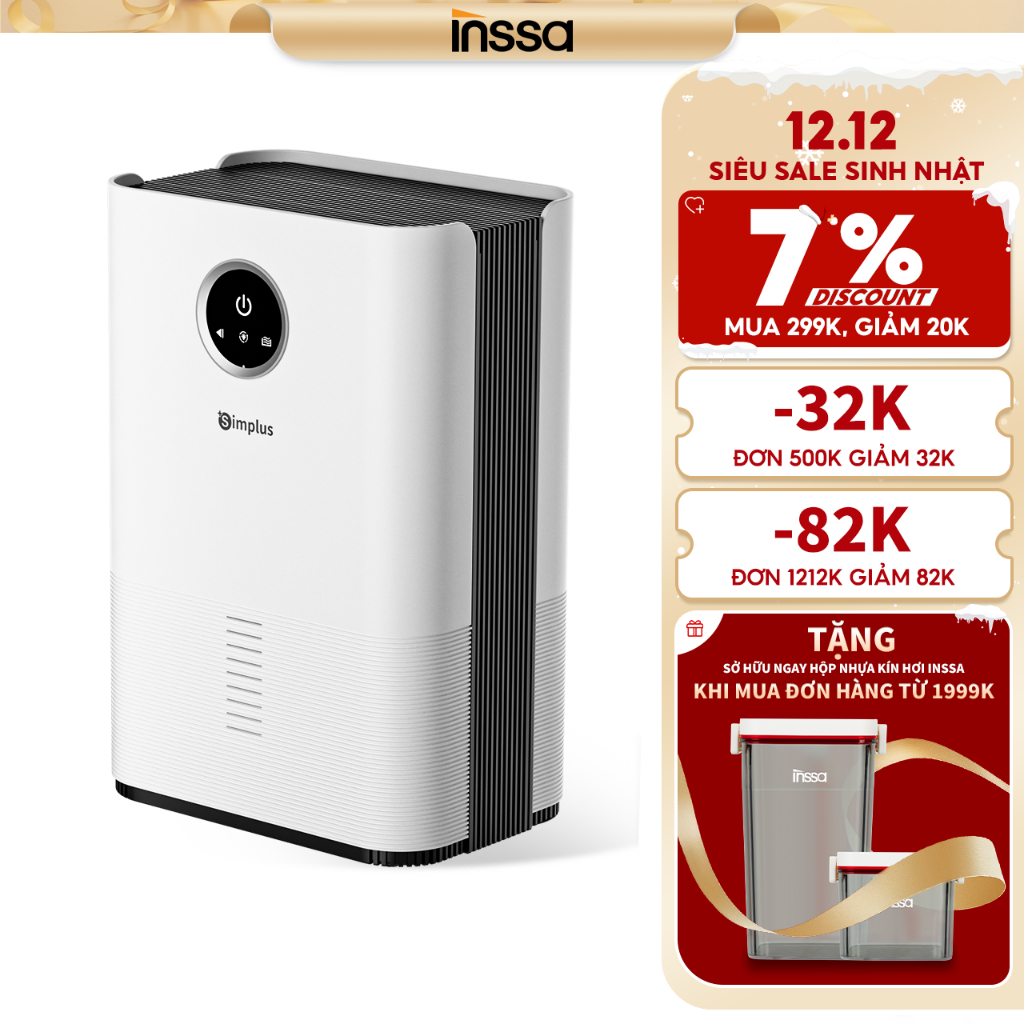 INSSA Máy Hút Ẩm Máy Hút Ẩm 1L Văn Phòng Nhỏ Hộ Gia Đình Hút Ẩm Khô Im Lặng Chống Ẩm Tiết Kiệm Điện