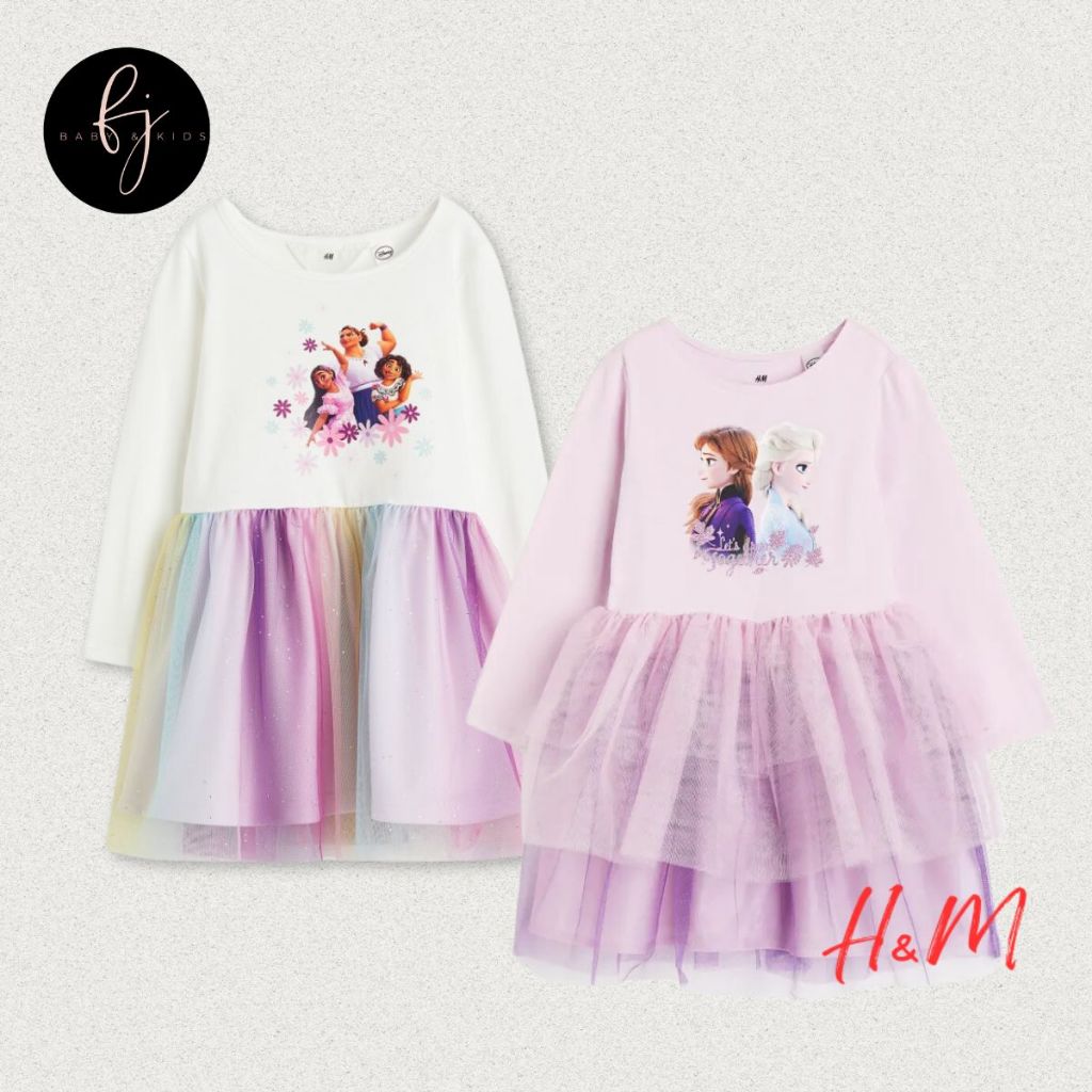 Váy bé gái chính hãng HM đầm ren elsa tím H&M cho bé 1-10 tuổi