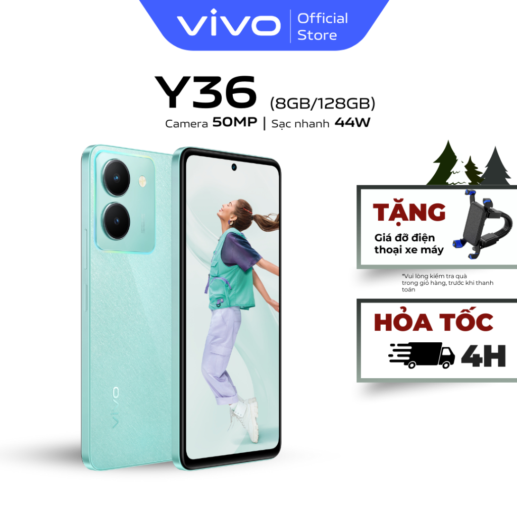 Điện thoại Vivo Y36 (8GB/128GB) - Xanh Sóng Biển - Hàng Chính Hãng - Camera 50MP - Sạc Nhanh 44W