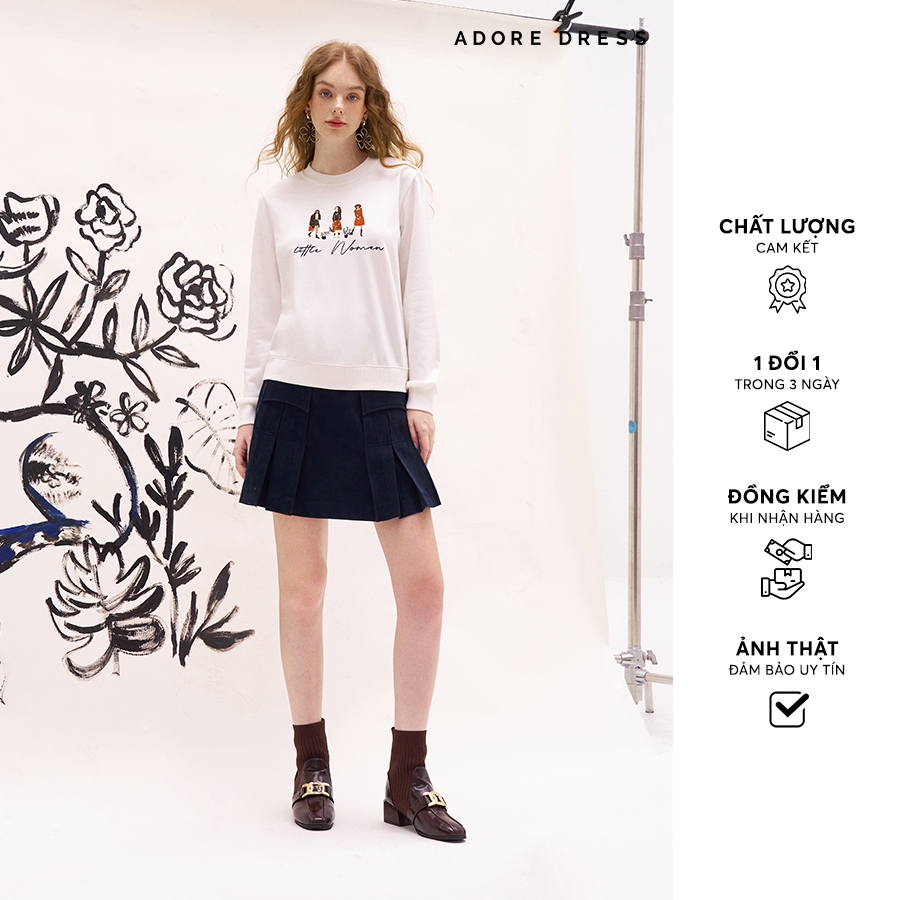 Chân váy Mini skirts casual style da lộn navy xếp ly 312SK1064 ADORE DRESS