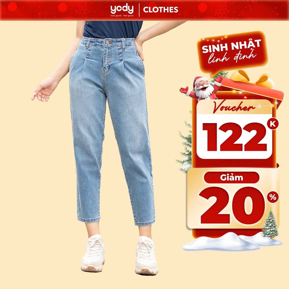 VOUCHER 20% Quần jean nữ baggy cạp liền co giãn YODY lưng cao tốt tôn dáng