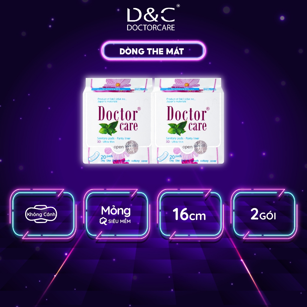 Băng vệ sinh thảo dược D&C Doctor Care hàng ngày 16 cm Combo 2 gói