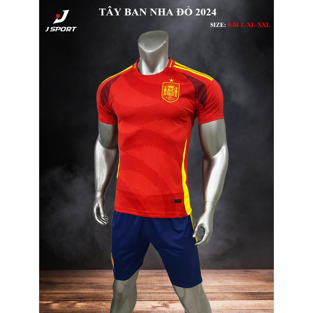 Bộ Quần Áo  Đá Banh Tây Ban Nha Logo Thêu - Thun Lạnh Cao Cấp, Không Nhăn, Không Xù Lông B19
