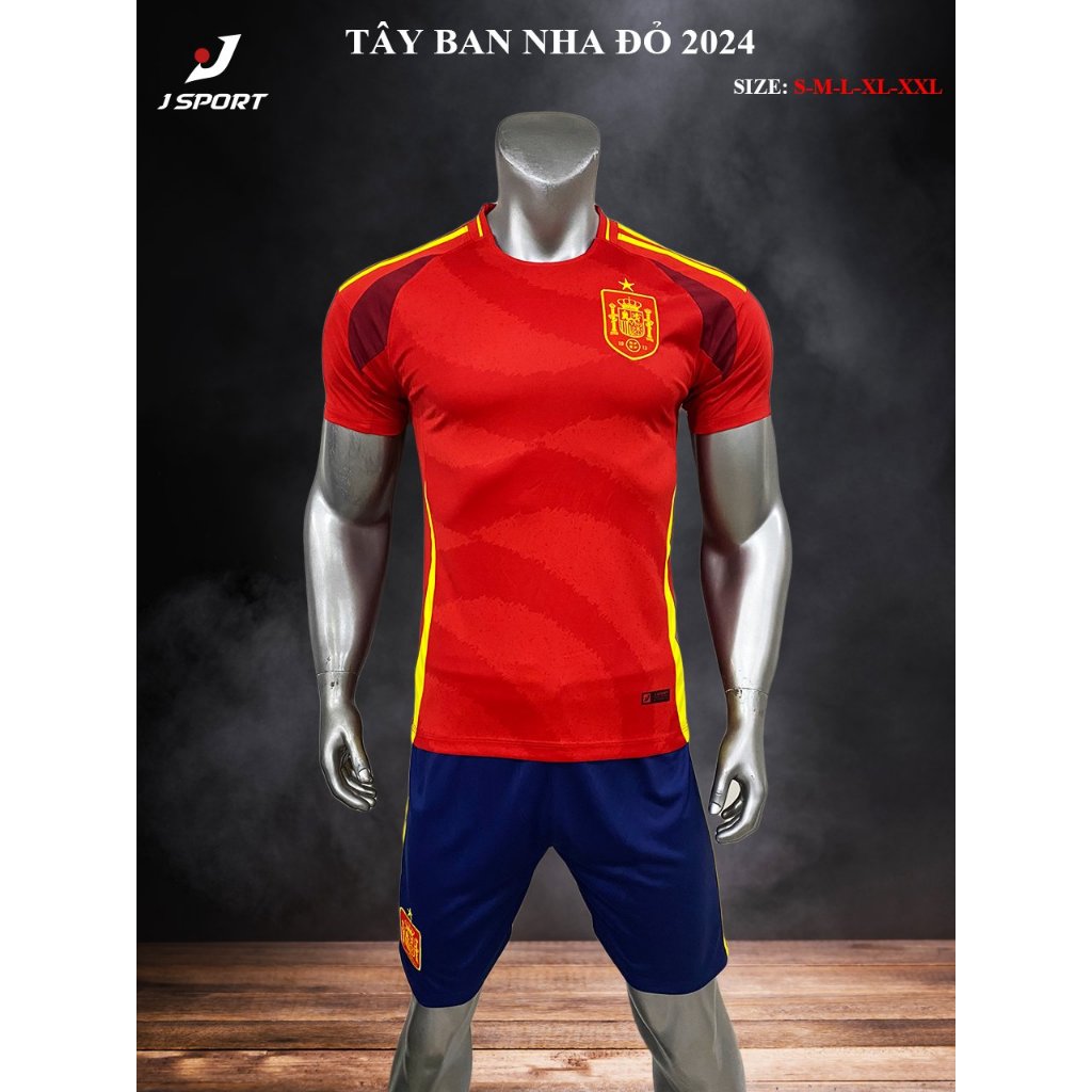 Bộ Quần Áo  Đá Banh Tây Ban Nha Logo Thêu - Thun Lạnh Cao Cấp, Không Nhăn, Không Xù Lông B19