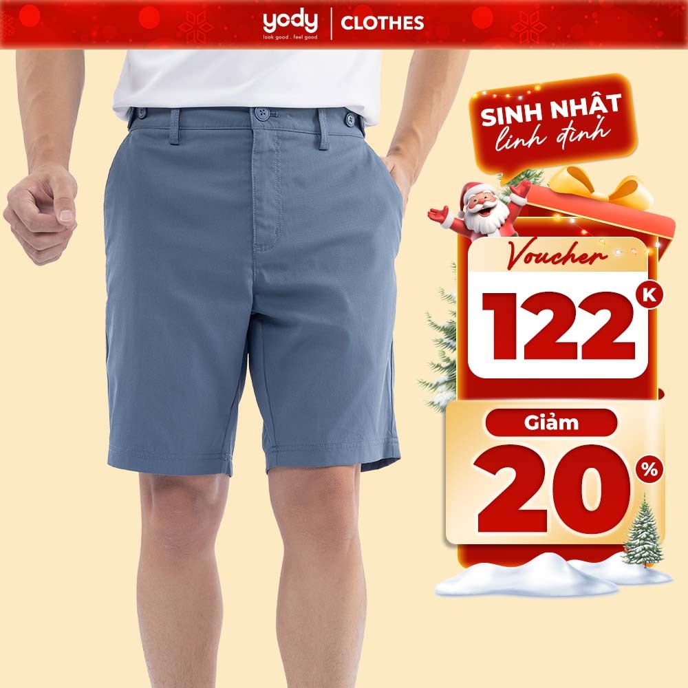 Quần short lửng nam YODY vải kaki dáng ống đứng cá tính QSM3026