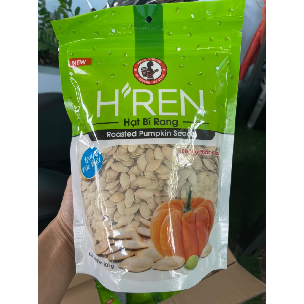 Hạt Bí Rang Mộc H'REN Hạt Thơm Giòn Giòn - Gói 500gr