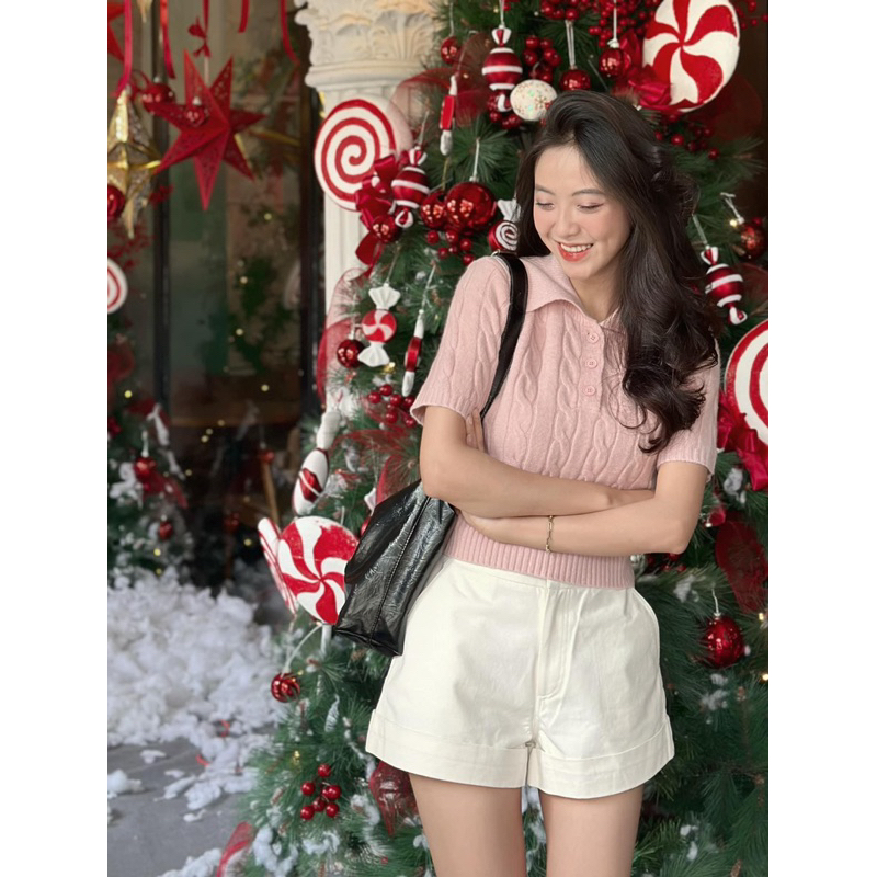 Áo Len PoLo - 603967 - 3 Nút - Đan Xoắn