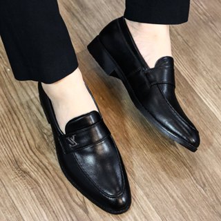 Giày Lười Nam, Giày Da Nam Chất Liệu Da Cao Cấp Đế Cao Su Khâu Chắc Chắn Mã QC12 Da Lì Màu Đen