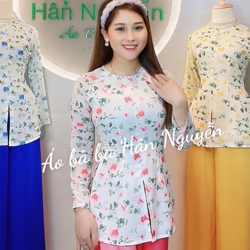 B.A06 - ( ÁO LẺ ) VOAN TƠ 2 LỚP CỔ NGỌC TRAI TAY LỠ - Hân Nguyễn Áo Bà Ba