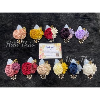 Cài áo hoa hồng lụa cuộn full hộp ( ảnh chụp thật 100%)