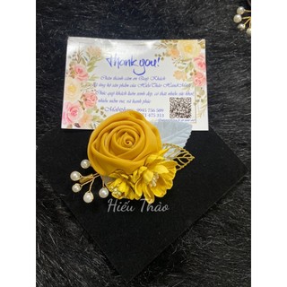 Cài áo hoa hồng lụa cuộn full hộp ( ảnh chụp thật 100%)