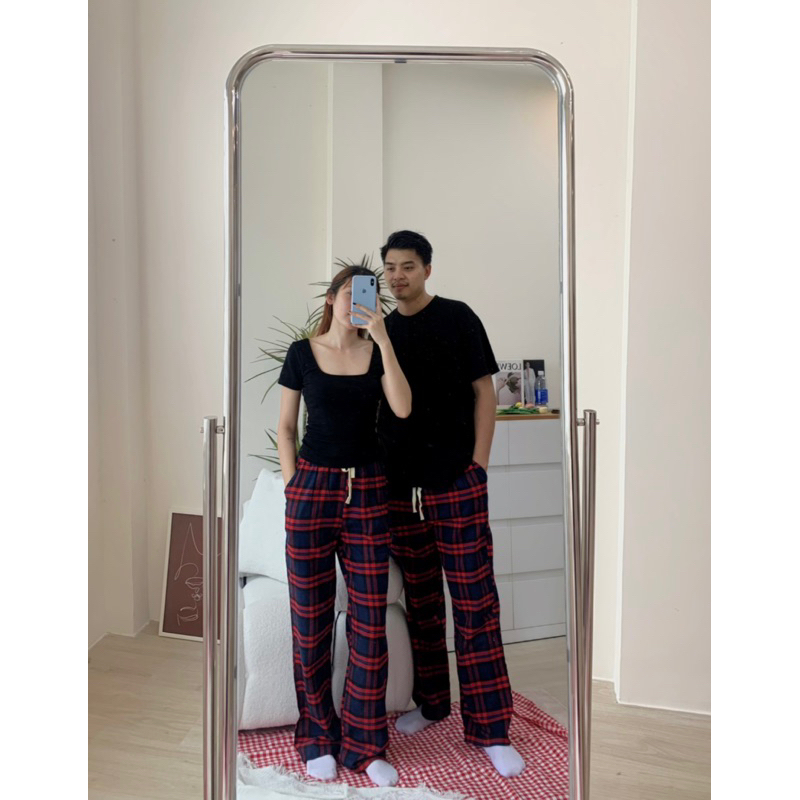 Quần caro cặp - Quần dài nam nữ hoạ tiết caro phù hợp với mùa thu đông.