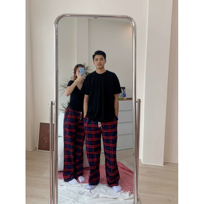 Quần caro cặp - Quần dài nam nữ hoạ tiết caro phù hợp với mùa thu đông.