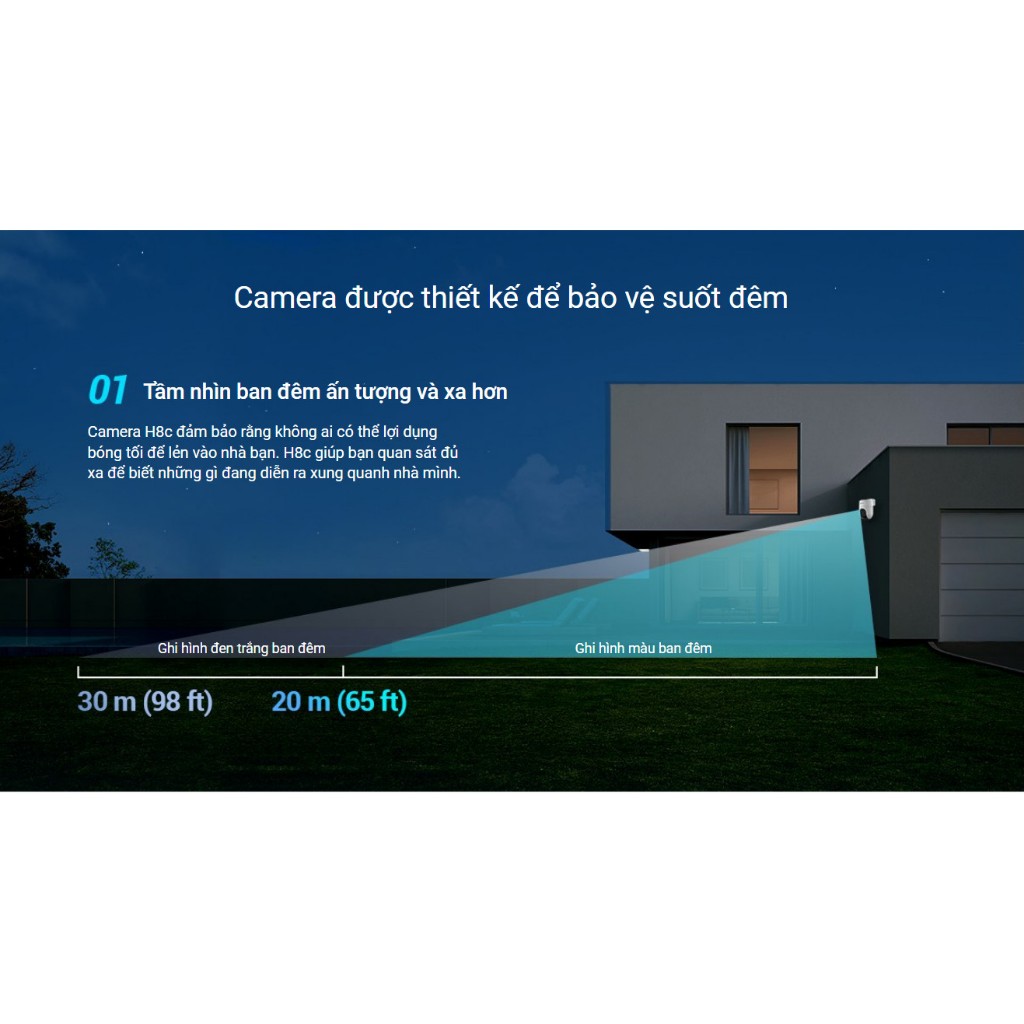 Camera Wi-fi EZVIZ H8C 3MP/ C8C 5MP Ngoài Trời,Quay Quét 360 Độ, Đàm Thoại 2 Chiều,Ghi Hình Màu Ban 