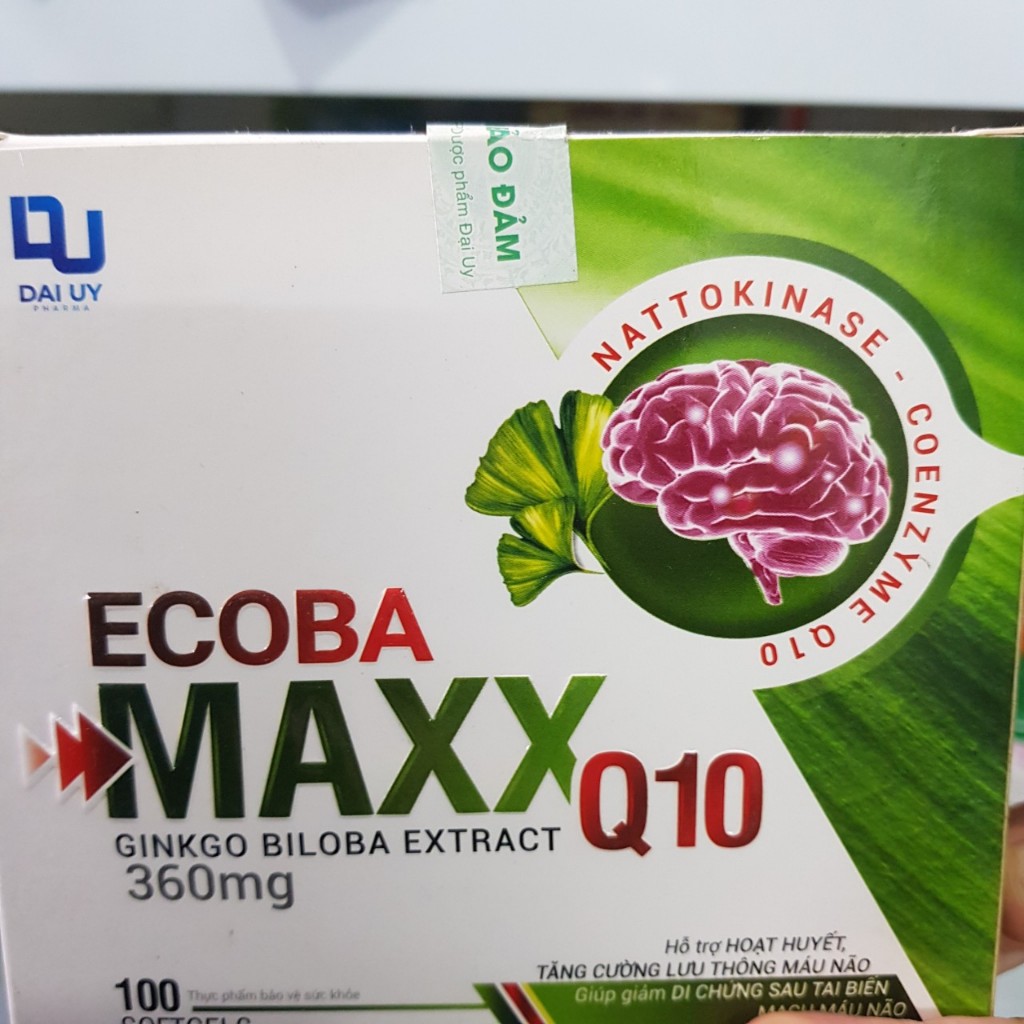Ginkgo Biloba 360 - HOẠT HUYẾT DƯỠNG NÃO Ecoba Maxx Q10 VIÊN NANG BỔ NÃO, tăng cường trí nhớ - UNIV