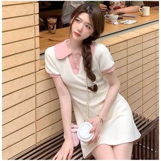 đầm polo nữ kiểu mới t05, thiết kế cổ trắng cực xinh