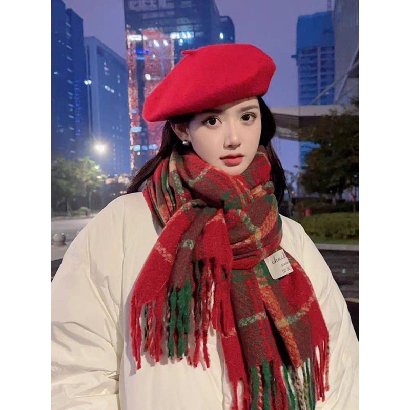 KHĂN CHOÀNG KẺ SỌC ĐỎ XANH NỮ CHƠI NOEL