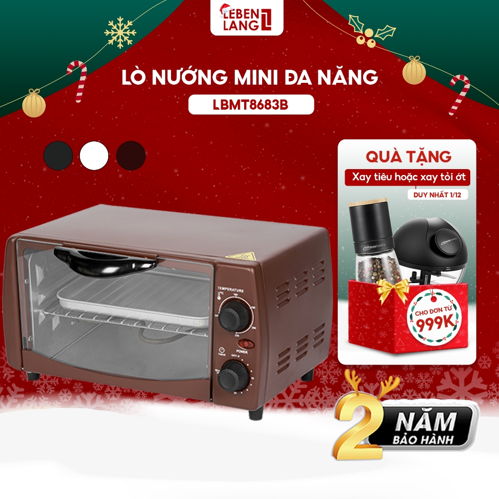 Lò nướng mini đa năng LEBENLANG, công suất 800W, dung tích 12l, bảo hành 24 tháng, màu đen - LBMT8683S