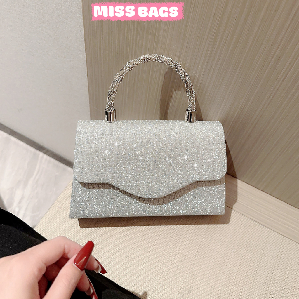 Túi xách nữ đi tiệc cưới đi chơi đính kim tuyến lấp lánh sang trọng hàng quảng châu cao cấp Missbags - A280
