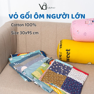 Vỏ gối ôm cotton lạnh có khóa kéo 30x95cm vừa ruột gối ôm 70x100cm, áo gối ôm bo kín 2 đầu - Vdhome