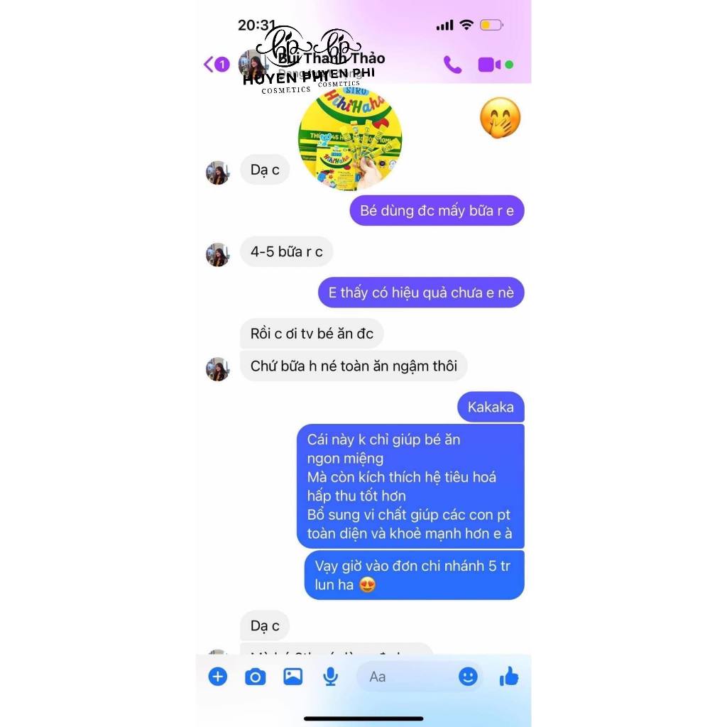 Siro Ăn Ngon Hihihaha HUYỀN PHI Hộp 30 Gói 10ml Giúp Bé Ăn Ngon Hấp Thụ Tốt Tăng Cường Đề Kháng