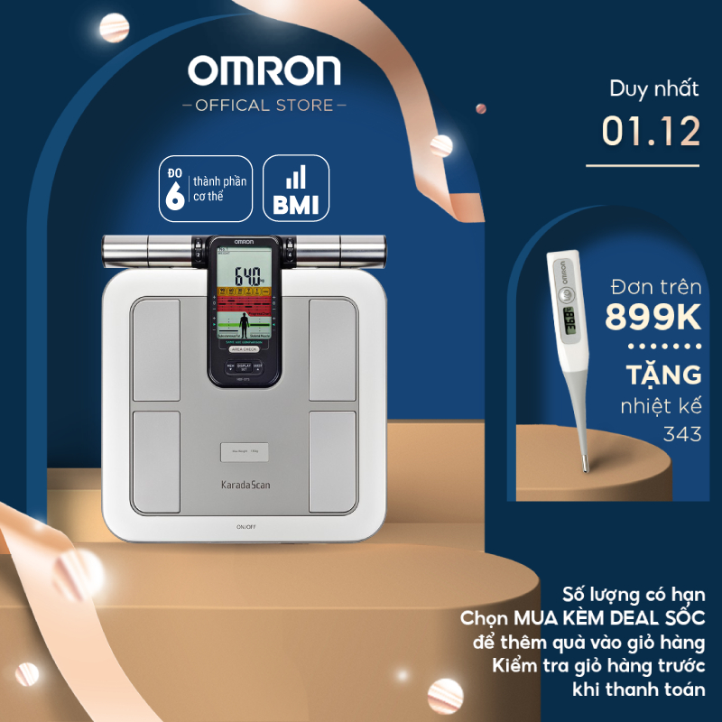 Máy Đo Thành Phần Cơ Thể & Lượng Mỡ OMRON HBF-375 - Dùng 8 Cảm Biến Để Đo Toàn Bộ Cơ Thể