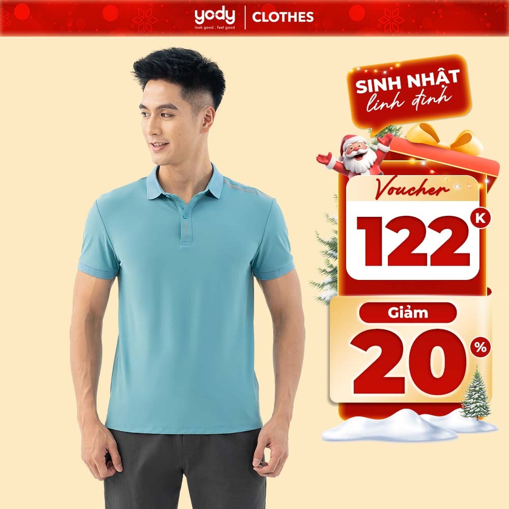 Áo polo thể thao nam YODY vải Airy Cool Basic mềm mịn nhanh khô thấm hút mồ hôi tốt SAM5007