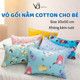 Vỏ gối cho bé 30x50, áo gối nằm trẻ em cotton 100% mềm mát thấm mồ hôi tốt, khóa kéo ở đầu nằm được 2 mặt VDhome