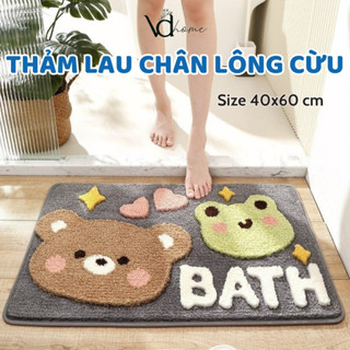 Thảm lau chân lông cừu 3d 40x60 chống trượt, thấm nước phù hợp dùng nhà tắm nhà bếp, phòng khách VDhome