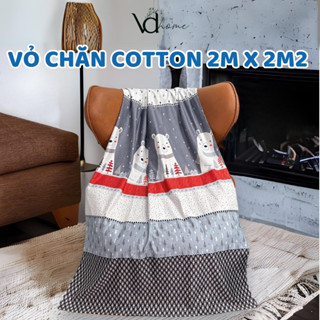 Vỏ chăn 2mx2m2 Cotton 100% mỏng đanh mát, mền có dây cột 4 góc lồng ruột mùa đông - VDHOME